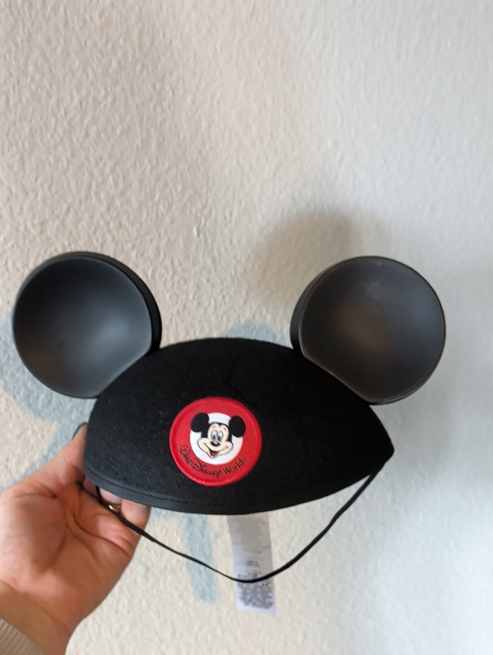 Disney Toddlers Black Mickey Mouse Ear Hat with Red Emblem